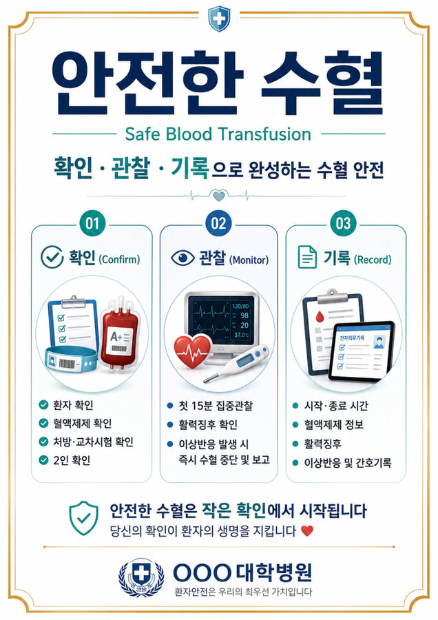 안전한 수혈 교육 포스터